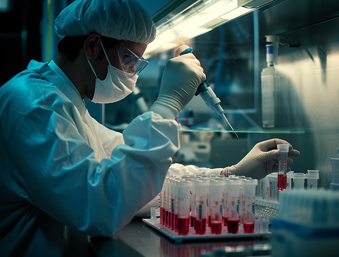A doctor performing lab test